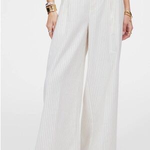 Madewell Cream Striped Wide Leg Pants